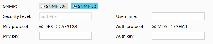 Edit Watch Main tab SNMPv3 options