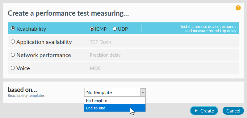 Performance Test initialisation screen