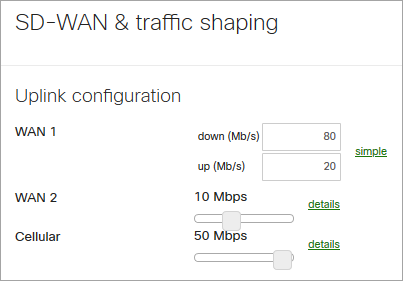 SDWAN Meraki traffic shaping uplink configuration