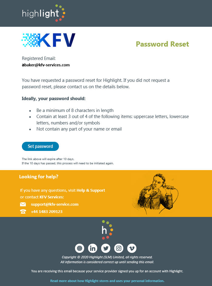 User Password Reset Email